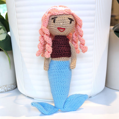 Mermaid with Floral Hair Accessory Crochet Plush