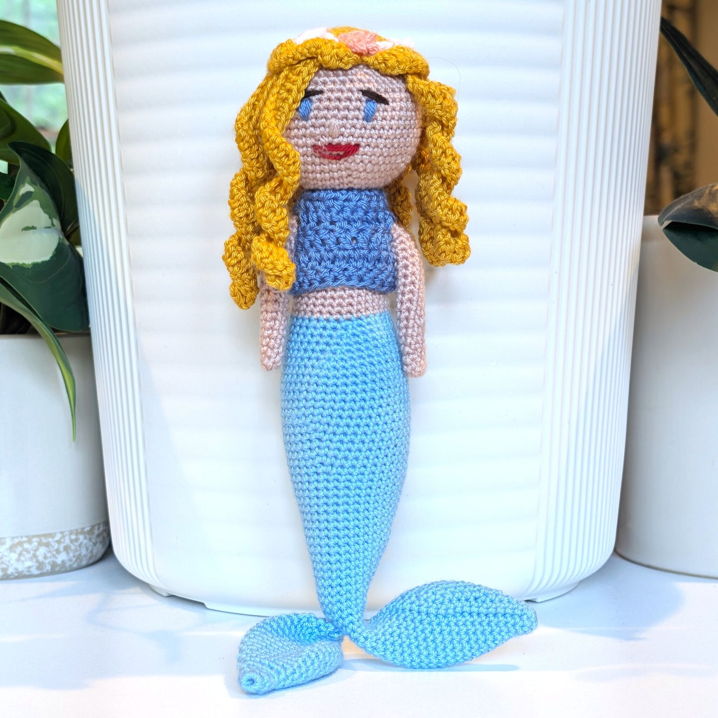 Mermaid with Floral Hair Accessory Crochet Plush