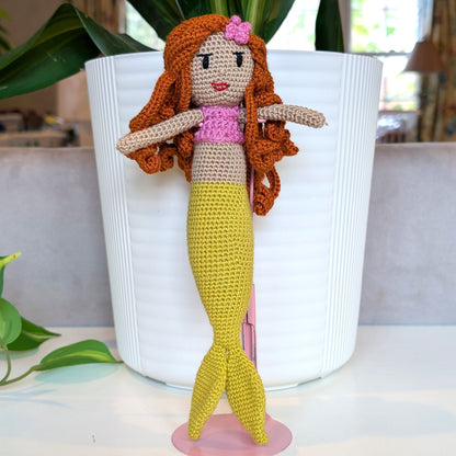 Mermaid with Floral Hair Accessory Crochet Plush