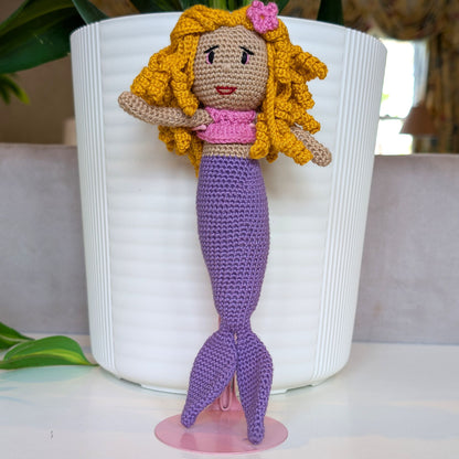 Mermaid with Floral Hair Accessory Crochet Plush