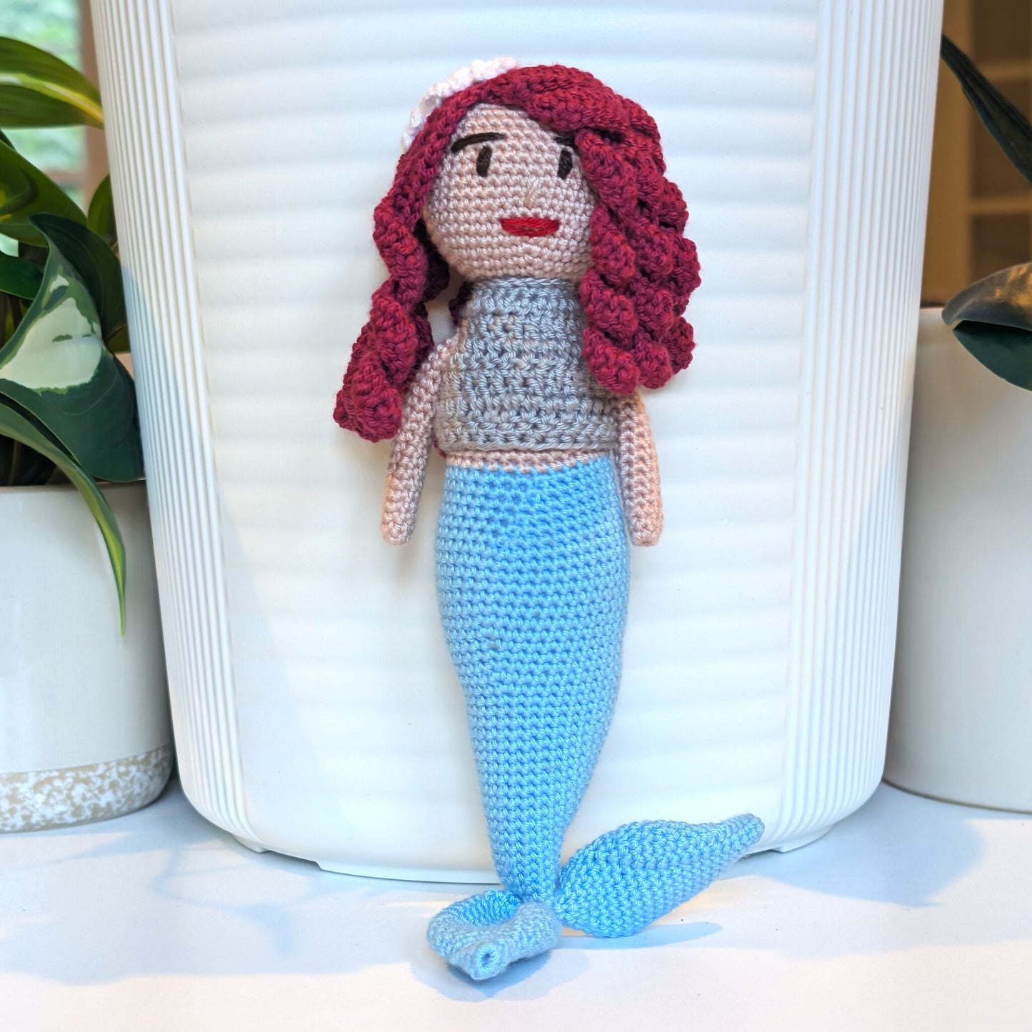 Mermaid with Floral Hair Accessory Crochet Plush