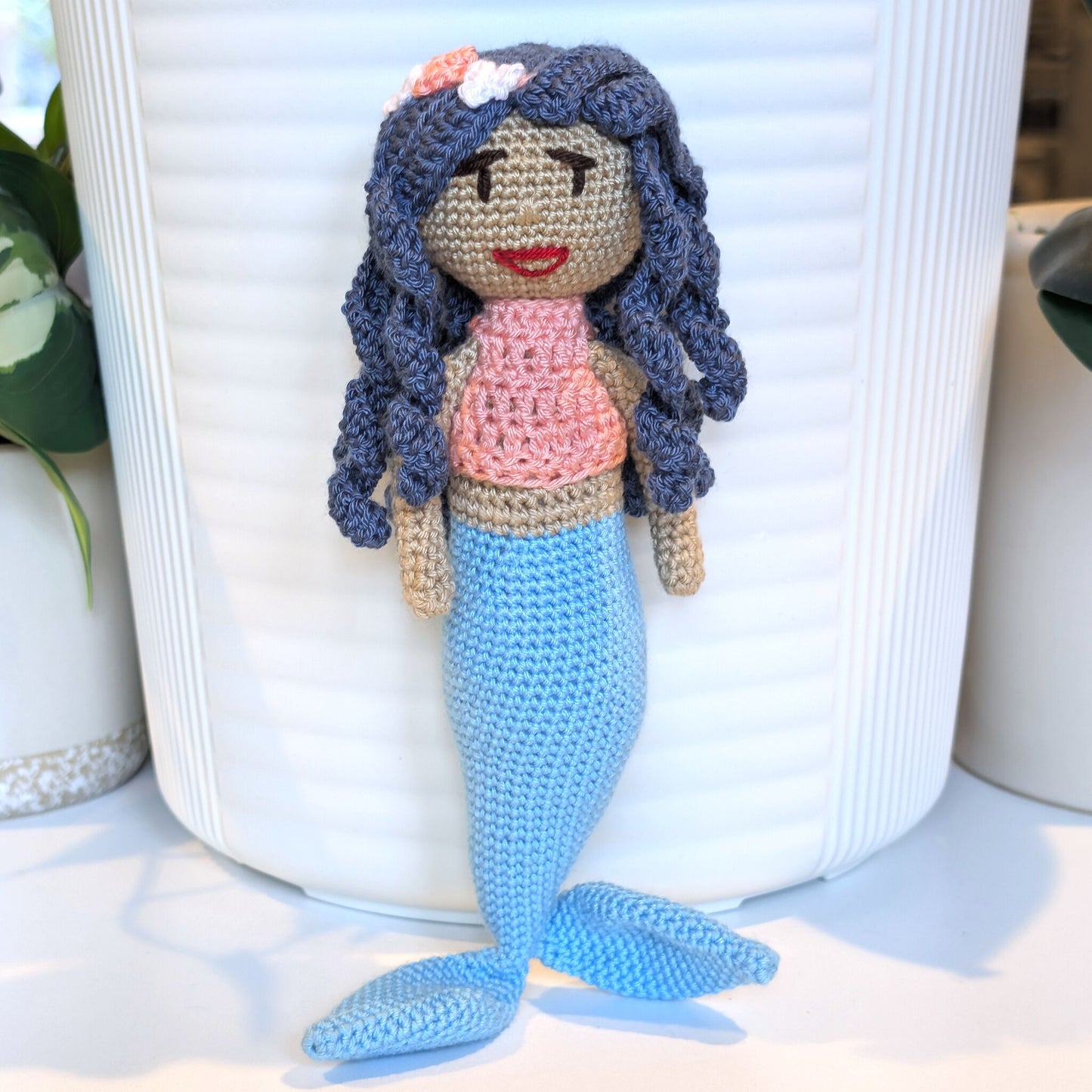 Mermaid with Floral Hair Accessory Crochet Plush