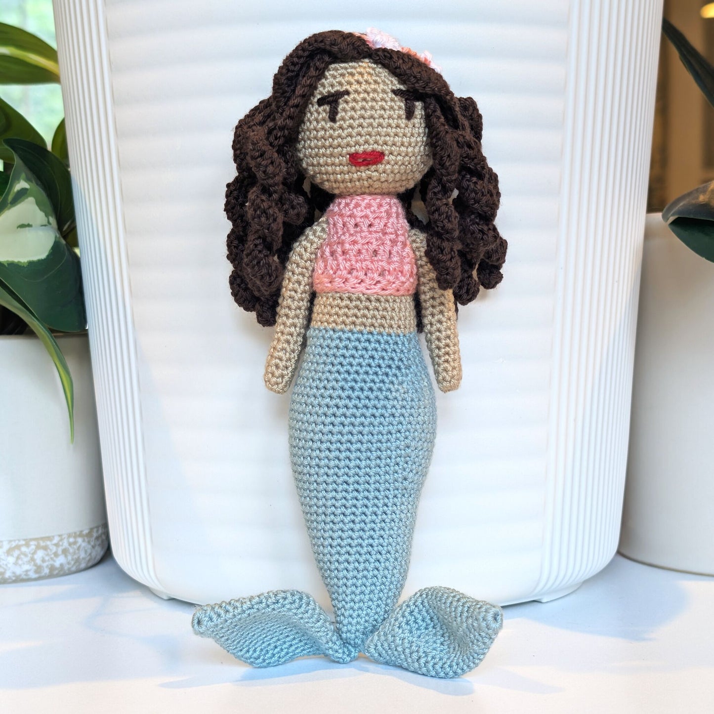 Mermaid with Floral Hair Accessory Crochet Plush