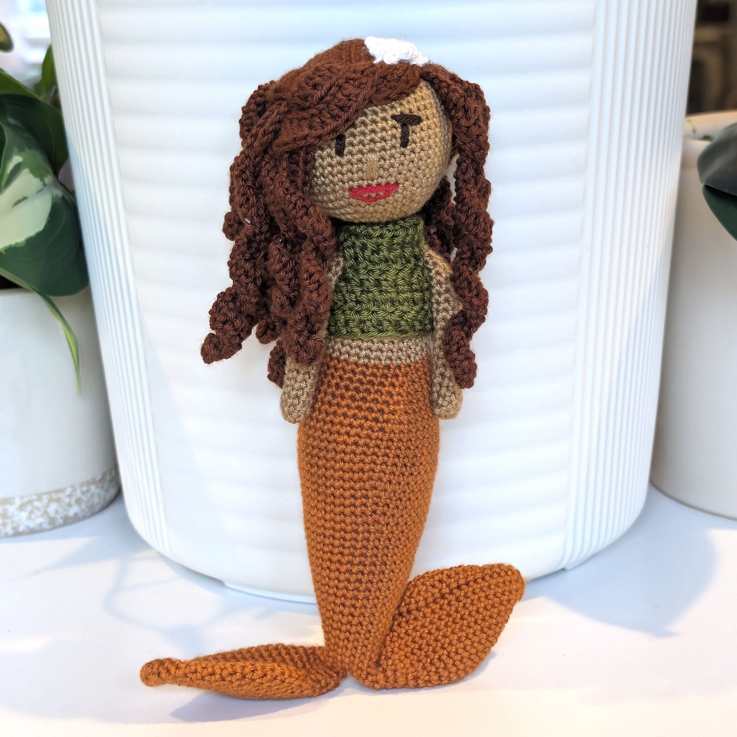Mermaid with Floral Hair Accessory Crochet Plush