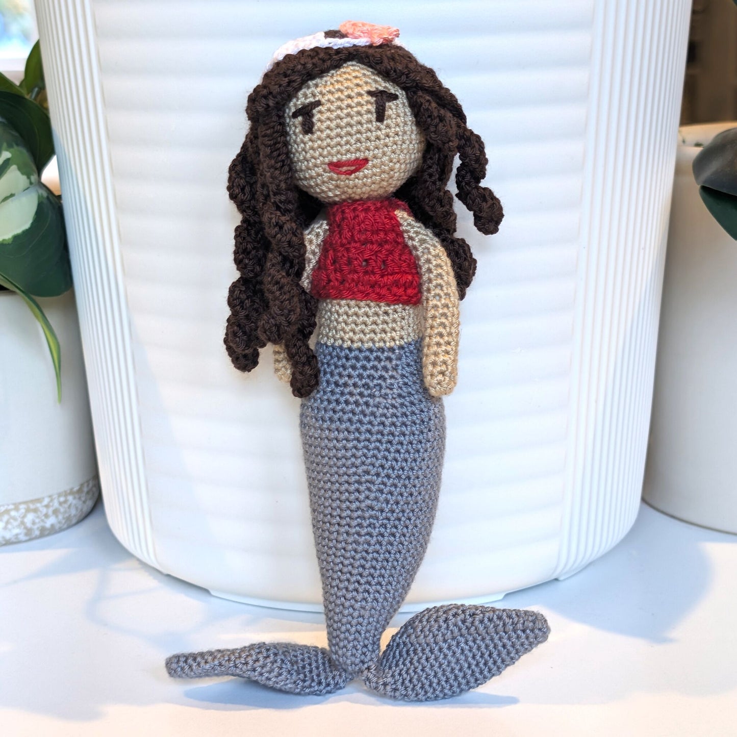 Mermaid with Floral Hair Accessory Crochet Plush