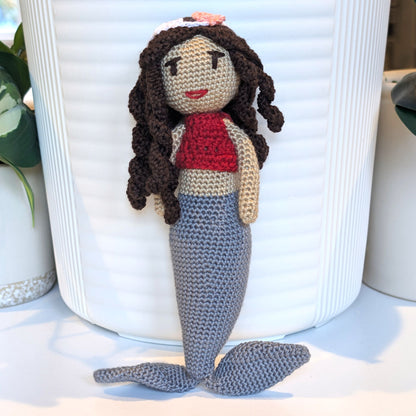 Mermaid with Floral Hair Accessory Crochet Plush