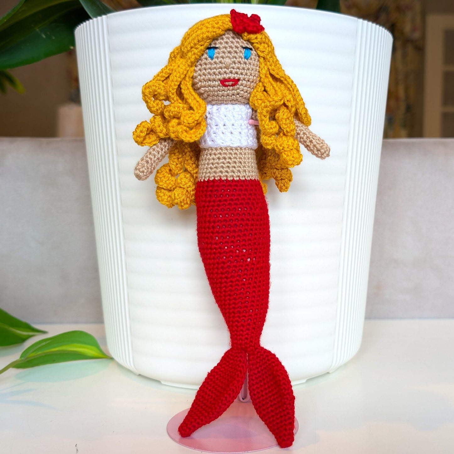 Mermaid with Floral Hair Accessory Crochet Plush