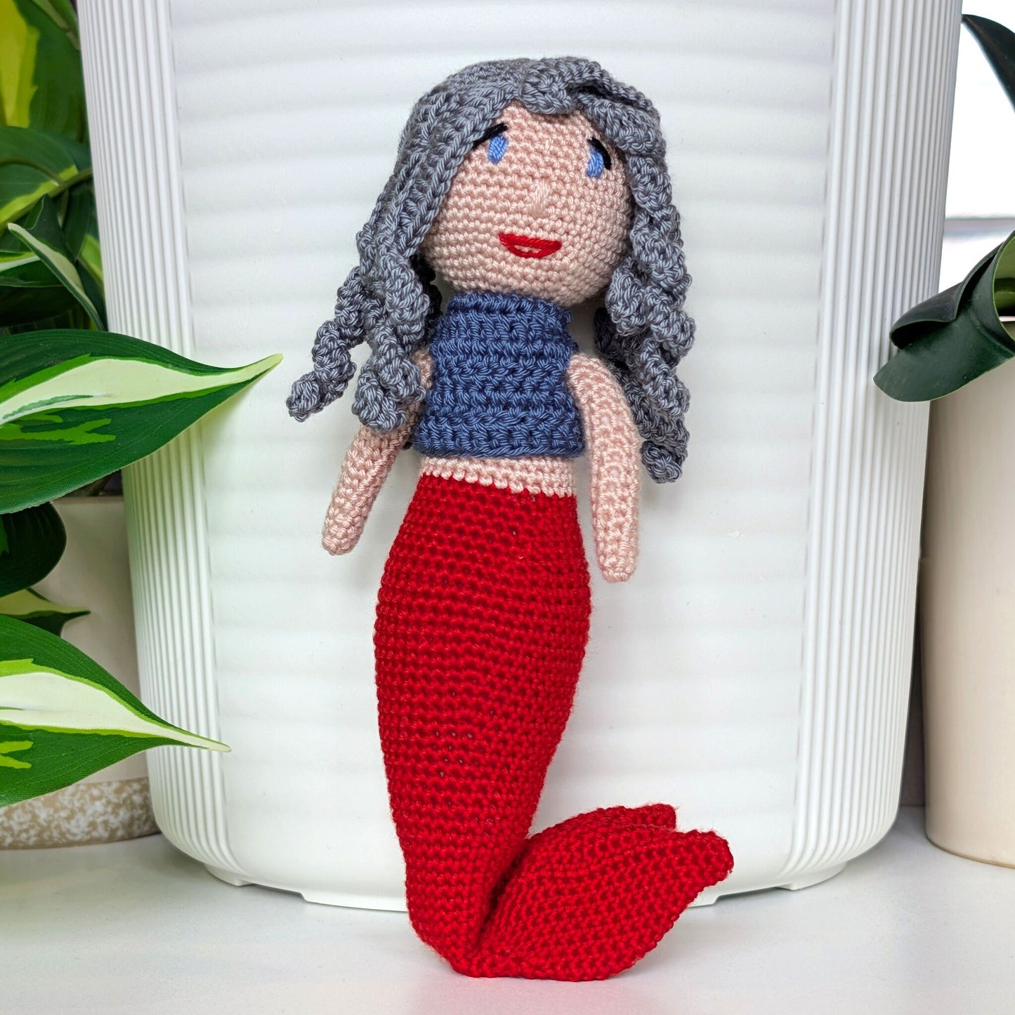 Mermaid Crochet Plush -  White tone