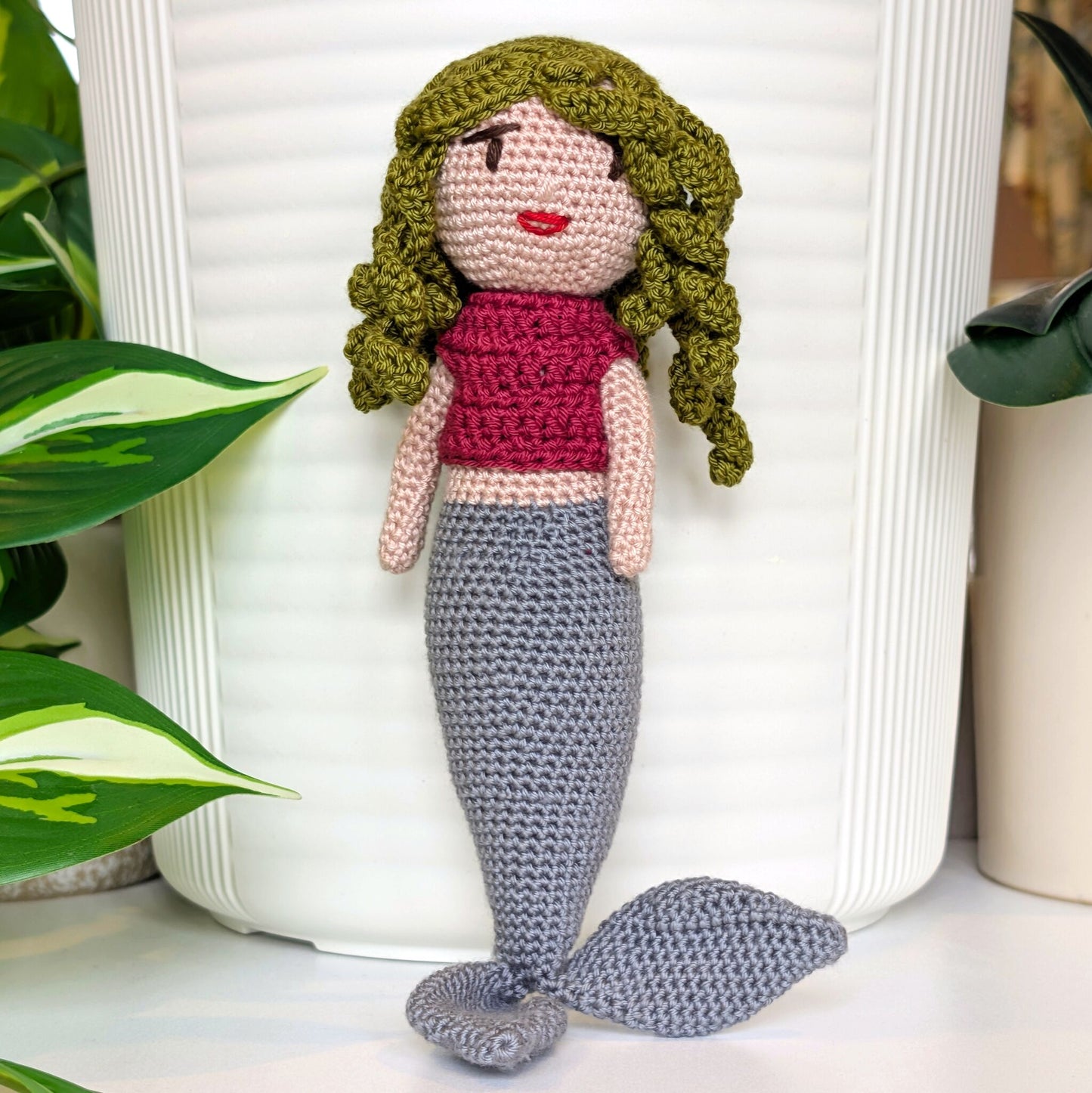 Mermaid Crochet Plush -  White tone