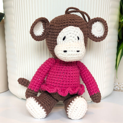 Monkey in Frilly Sweater Amigurumi - Medium - Crochet Plushie