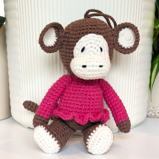Monkey in Frilly Sweater Amigurumi - Medium - Crochet Plushie