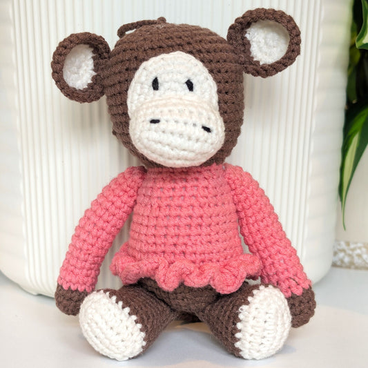 Monkey in Frilly Sweater Amigurumi - Medium - Crochet Plushie