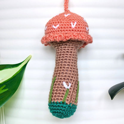 Mushroom with Oatmeal Stem Amigurumi - Mini/S - Crochet Charm, Décor