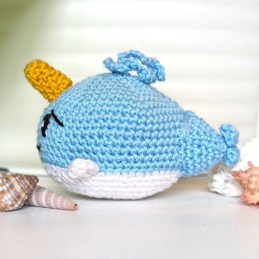 Grumpy Narwhal - Micro - Amigurumi Crochet Charm