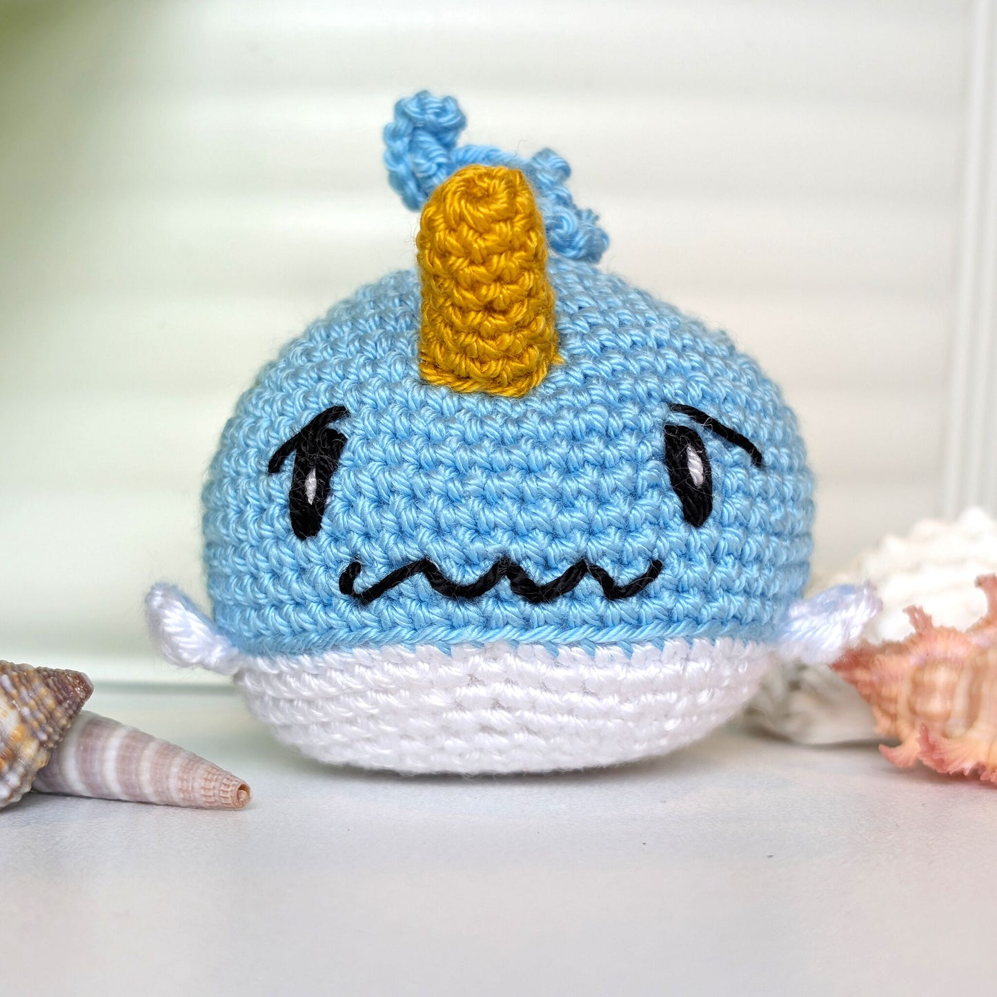Grumpy Narwhal - Micro - Amigurumi Crochet Charm