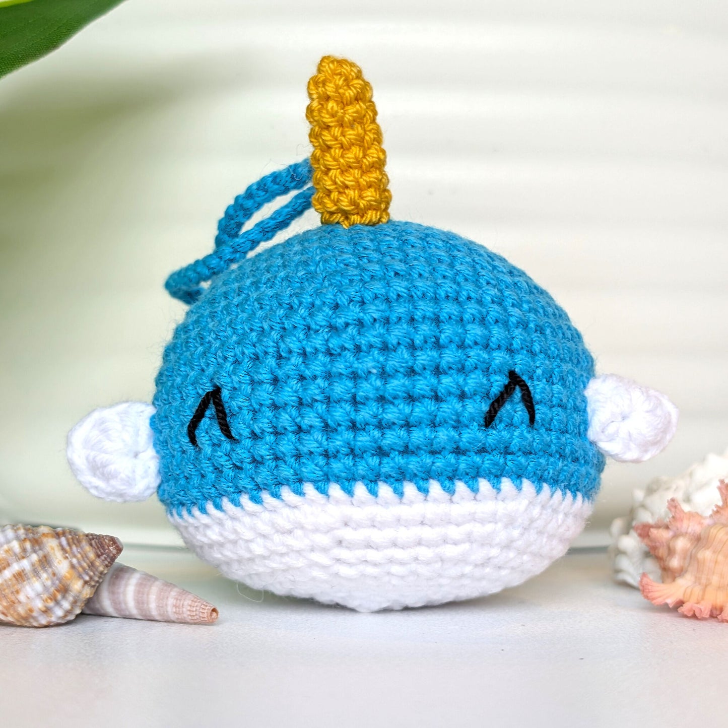 Happy Narwhal- Small - Crochet Plush Charm
