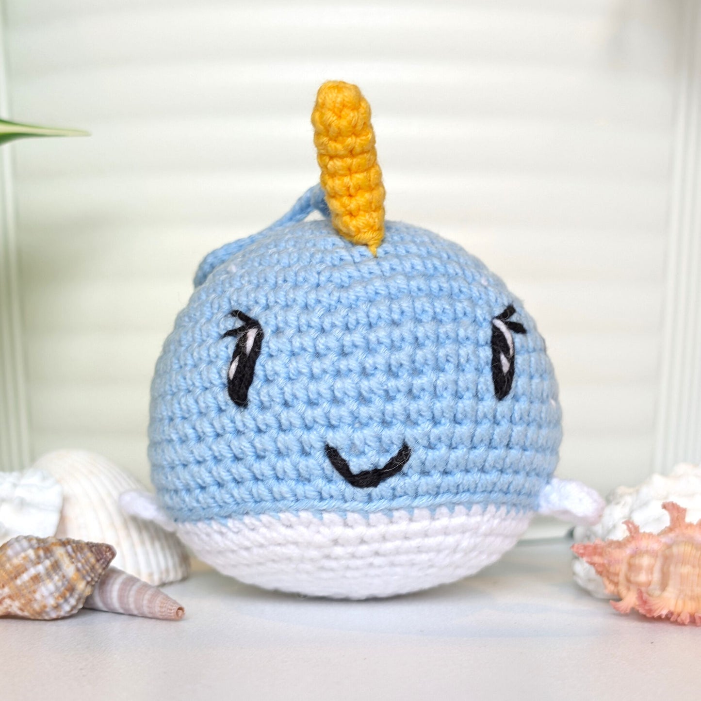 Narwhal (Light Blue) - Small - Crochet Plush Charm