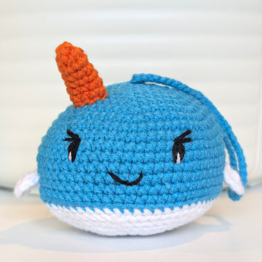 Girl Narwhal- Caribbean Blue - Crochet Plush Charm