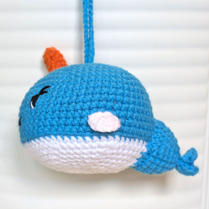 Girl Narwhal- Caribbean Blue - Crochet Plush Charm