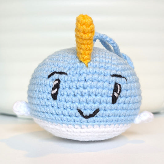 Boy Narwhal - Light Blue - Crochet Plush Charm