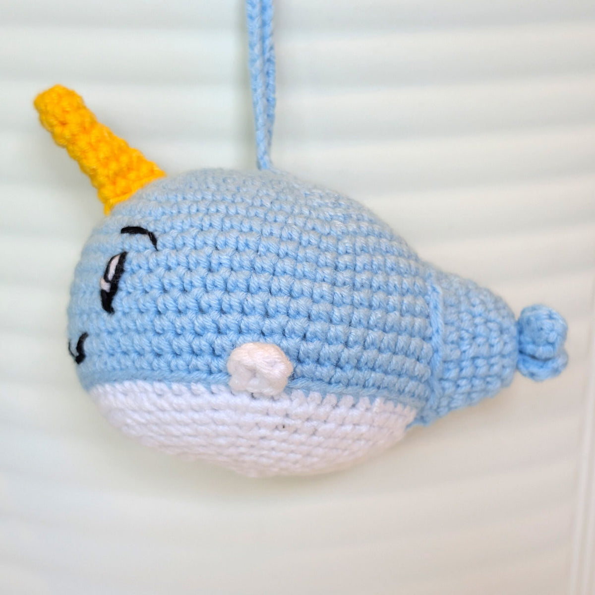 Boy Narwhal - Light Blue - Crochet Plush Charm