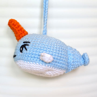 Girl Narwhal (Light Blue) - Crochet Plush Charm