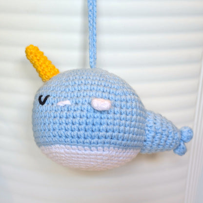 Narwhal Resting - Light Blue - Crochet Plush Charm