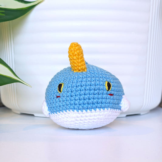 Narwhal Amigurumi (Caribbean Blue) - Small - Crochet Plush Figurine