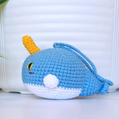 Narwhal Amigurumi (Caribbean Blue) - Small - Crochet Plush Figurine
