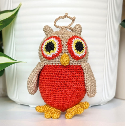 Owl Orange and Beige - Crochet Plush