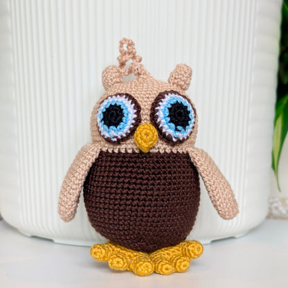 Owl Brown and Beige Crochet Plush