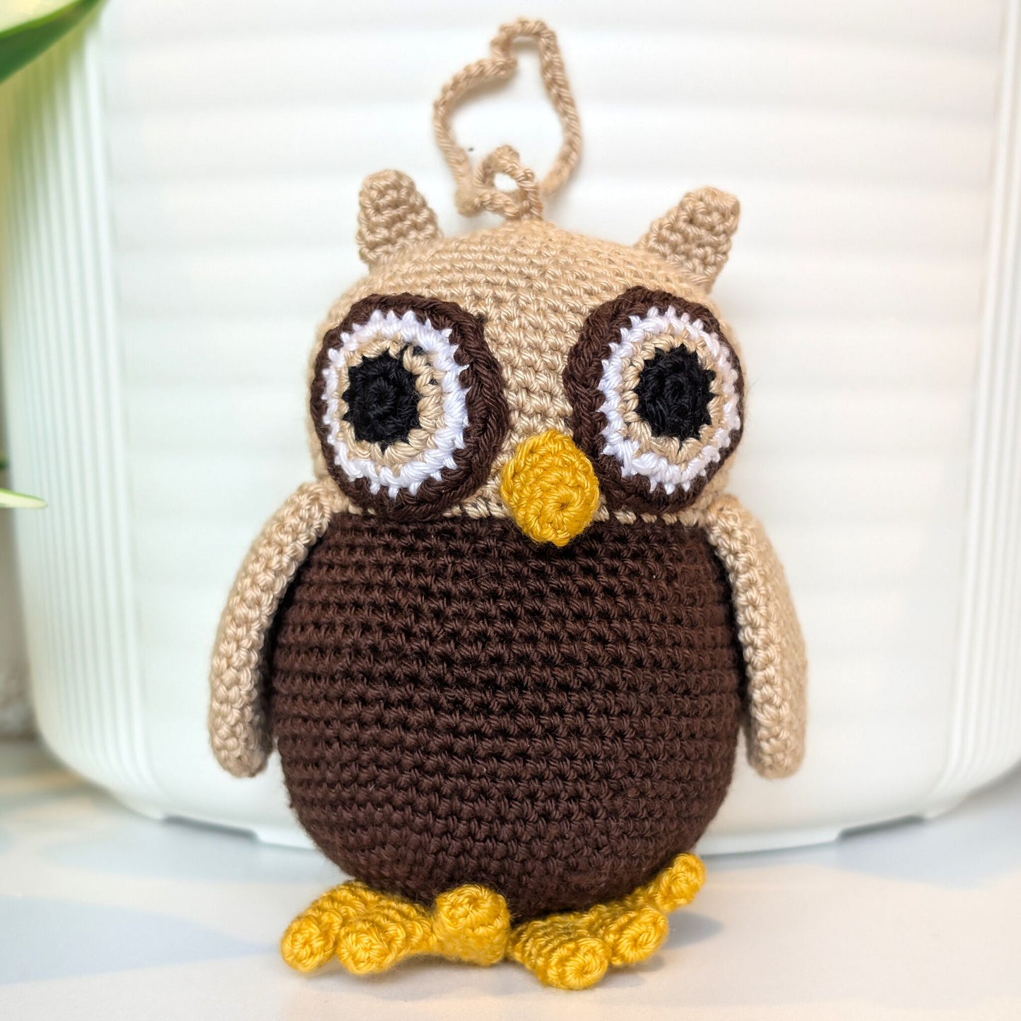 Owl Brown and Beige Crochet Plush