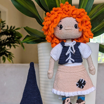 Doll in Red Curls Amigurumi - Handmade Crochet Plush Doll