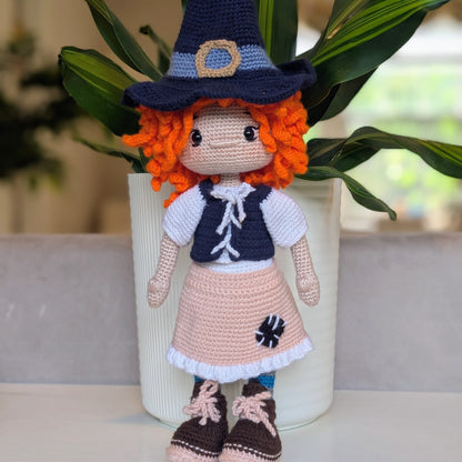 Doll in Red Curls Amigurumi - Handmade Crochet Plush Doll