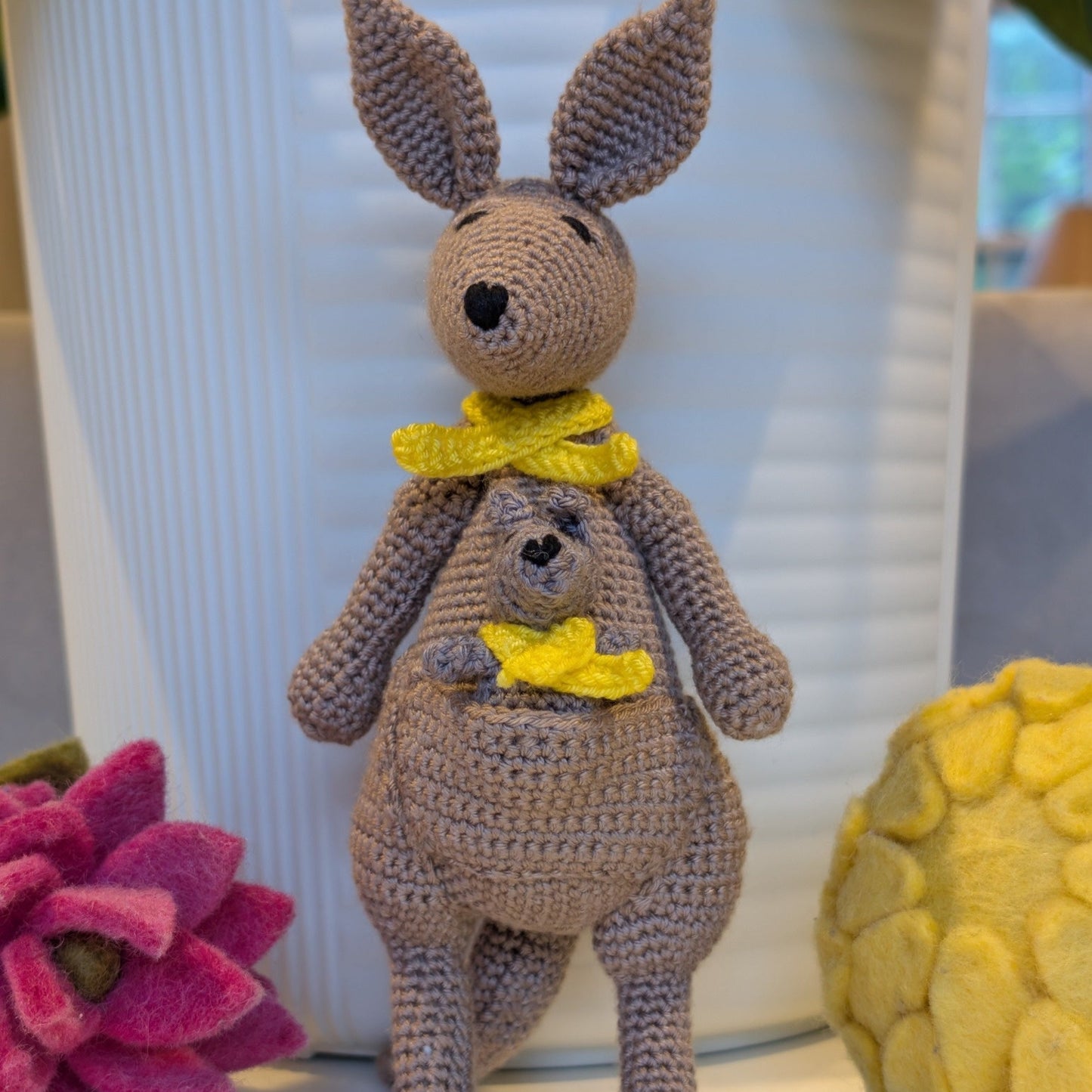 Kangaroo Amigurumi with Baby Joey - Handmade Crochet Plushie