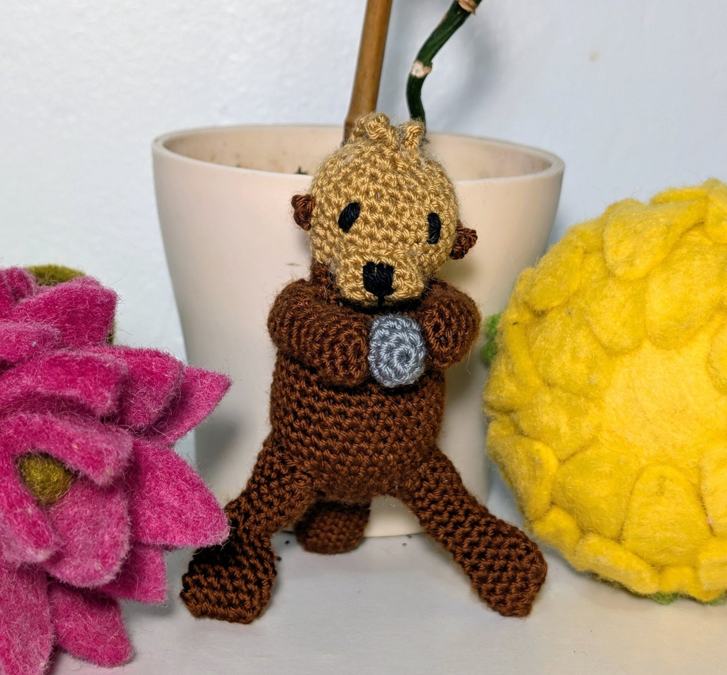 Otter Amigurumi - Handmade Crochet Bag Charm