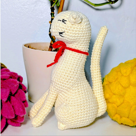 Cat Sitting Amigurumi - Handmade Crochet Plushie