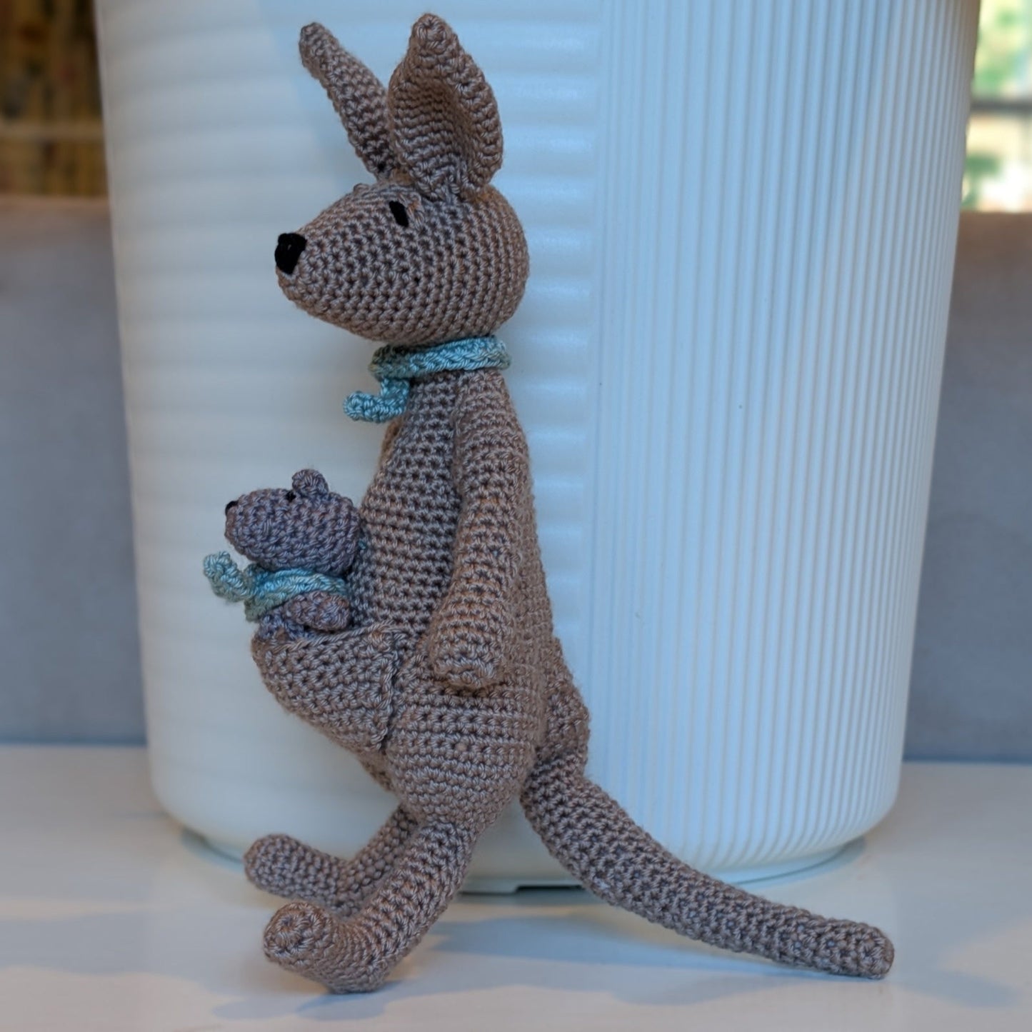 Kangaroo Amigurumi with Baby Joey - Handmade Crochet Plushie
