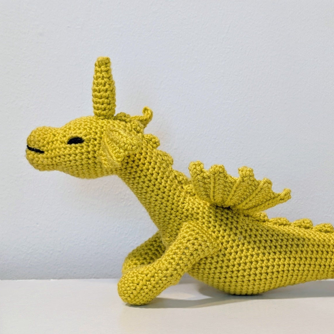 Handmade sea dragon in chartreuse yellow-green color