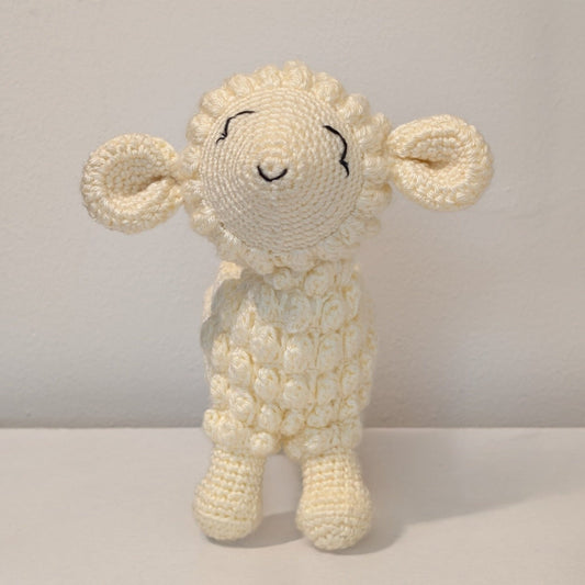 Lamb with Cream Fleece - Handmade Crochet Plushie