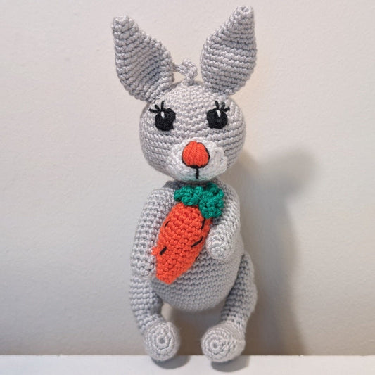 Rabbit with Carrot Amigurumi - Handmade Crochet Plushie