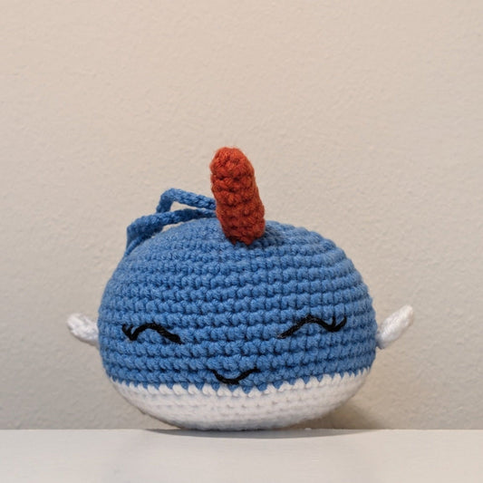 Narwhal Amigurumi (Steel Blue) - Small - Crochet Plush Figurine