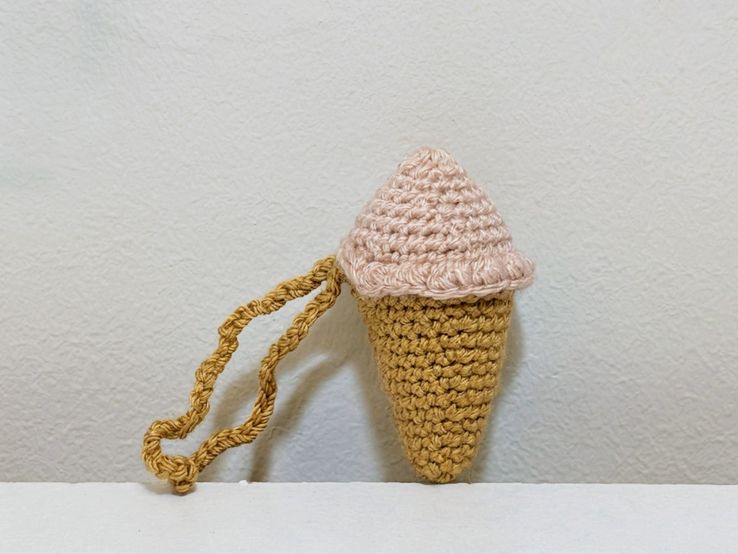 Ice Cream Cone Amigurumi - Micro - Handmade Crochet Keychain