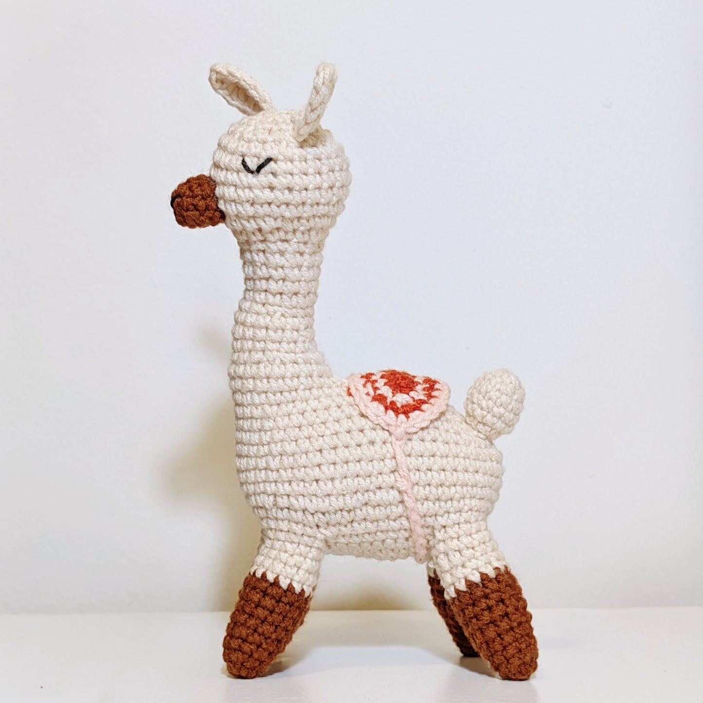 Llama in Brown Boots - Crochet Plush Figurine