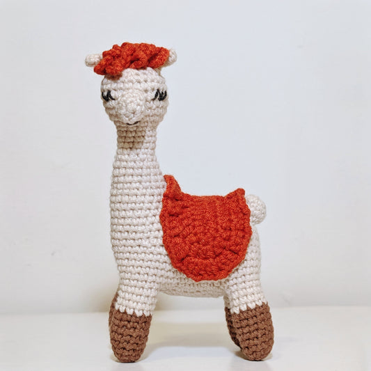 Alpaca (Brown Boots)- S/M - Handmade Crochet Plush
