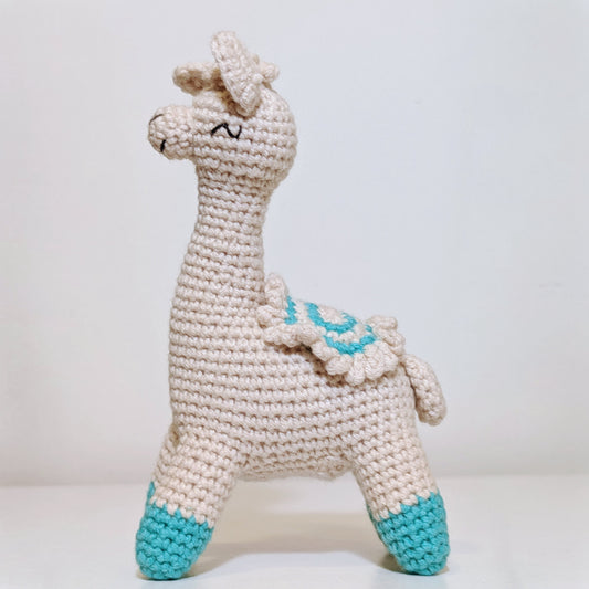 Alpaca (Teal Boots)- S/M - Handmade Crochet Plush