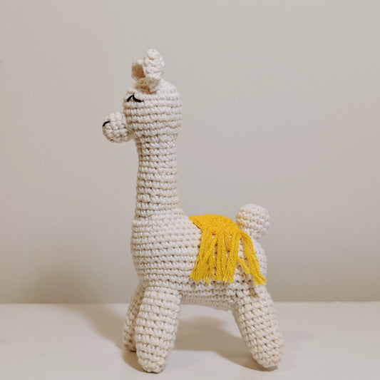 Llama with Fringed Saddle Amigurumi - Handmade Crochet Stuffed Plushie