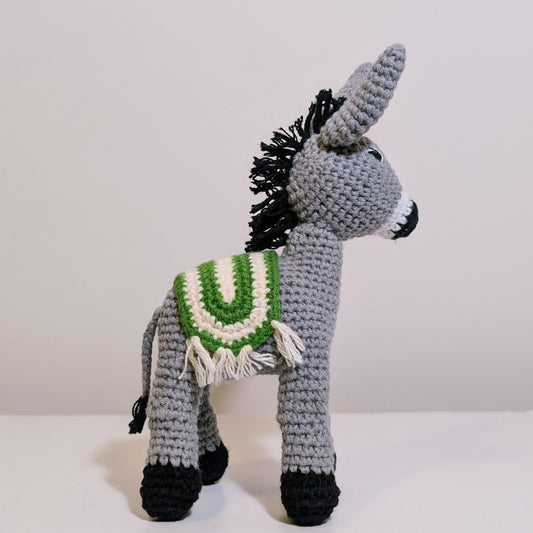 Donkey SM (Green Ivory Fringed Saddle) Crochet Plush Figurine