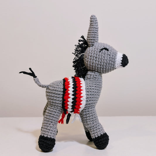Donkey SM (Red Black White Saddle) Crochet Plush Figurine
