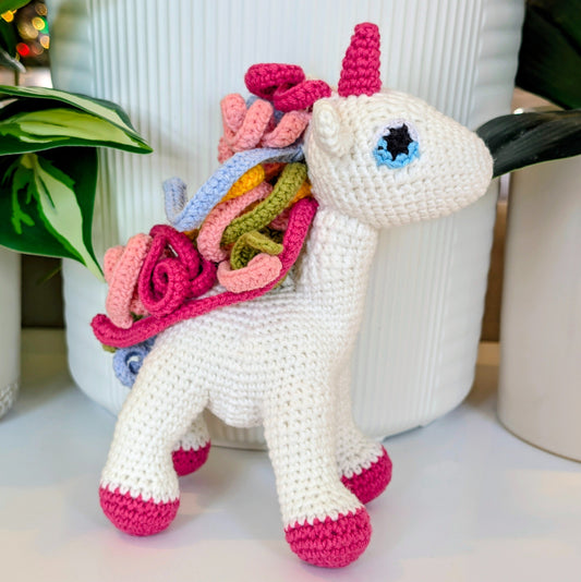 Unicorn (Cerise Foot) - Medium - Amigurumi Crochet Plushie